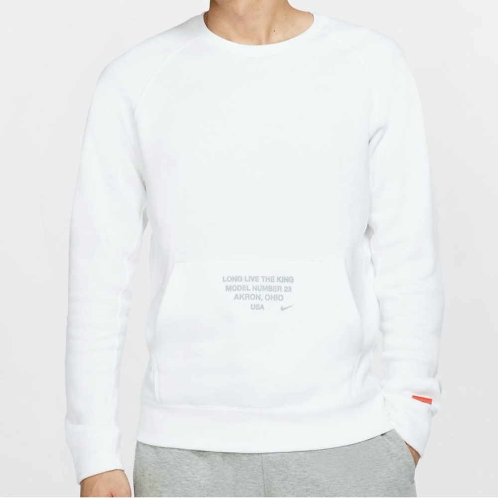 Nike Men's White Crewneck Sweater, Size XL